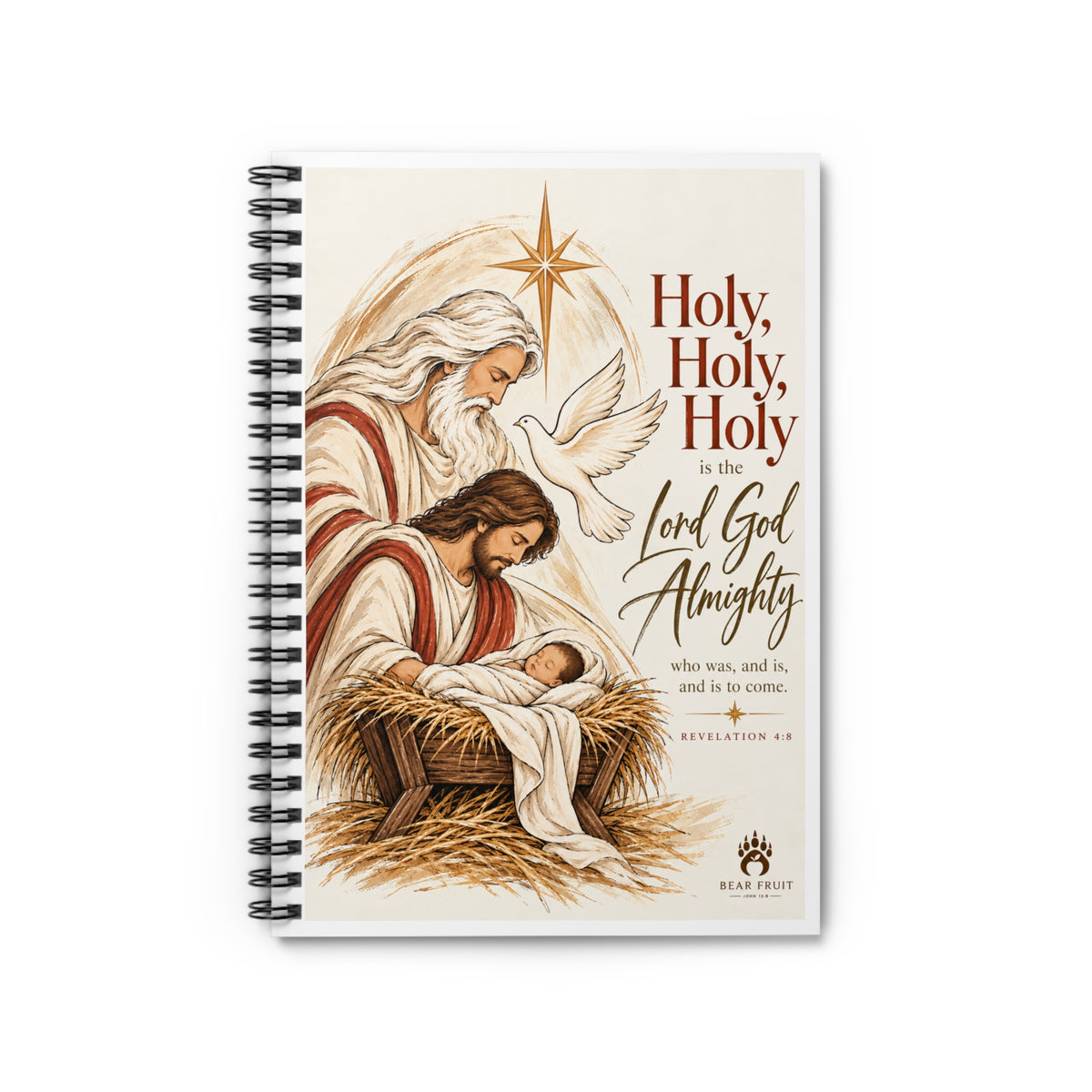 Holy, Holy, Holy Nativity Spiral Notebook — Christian Prayer Journal