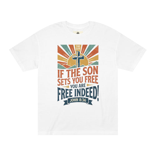 Christian Tee — "If the Son Sets You Free" John 8:36 Retro Graphic T‑Shirt