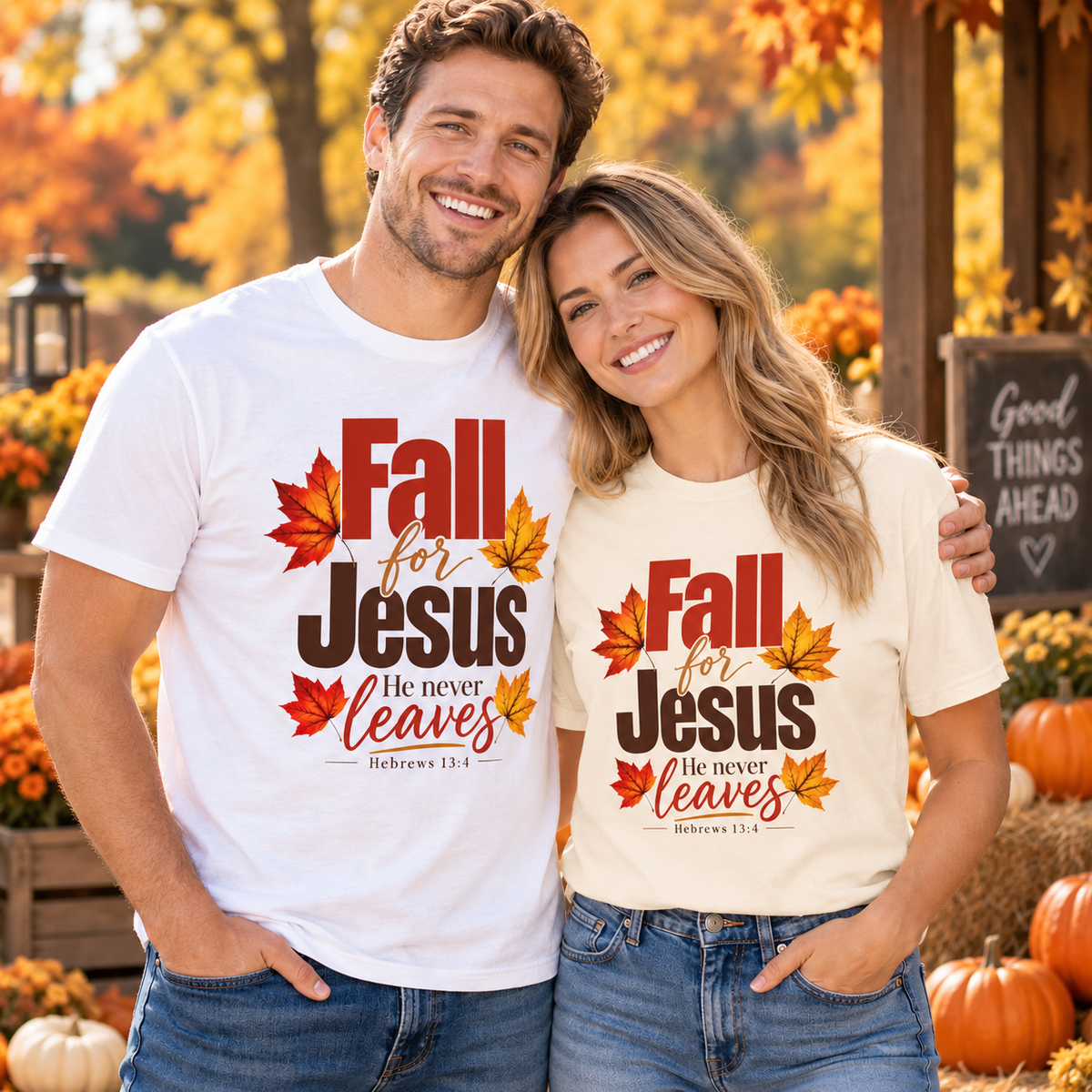 Fall for Jesus T-Shirt | Autumn Leaves Christian Tee