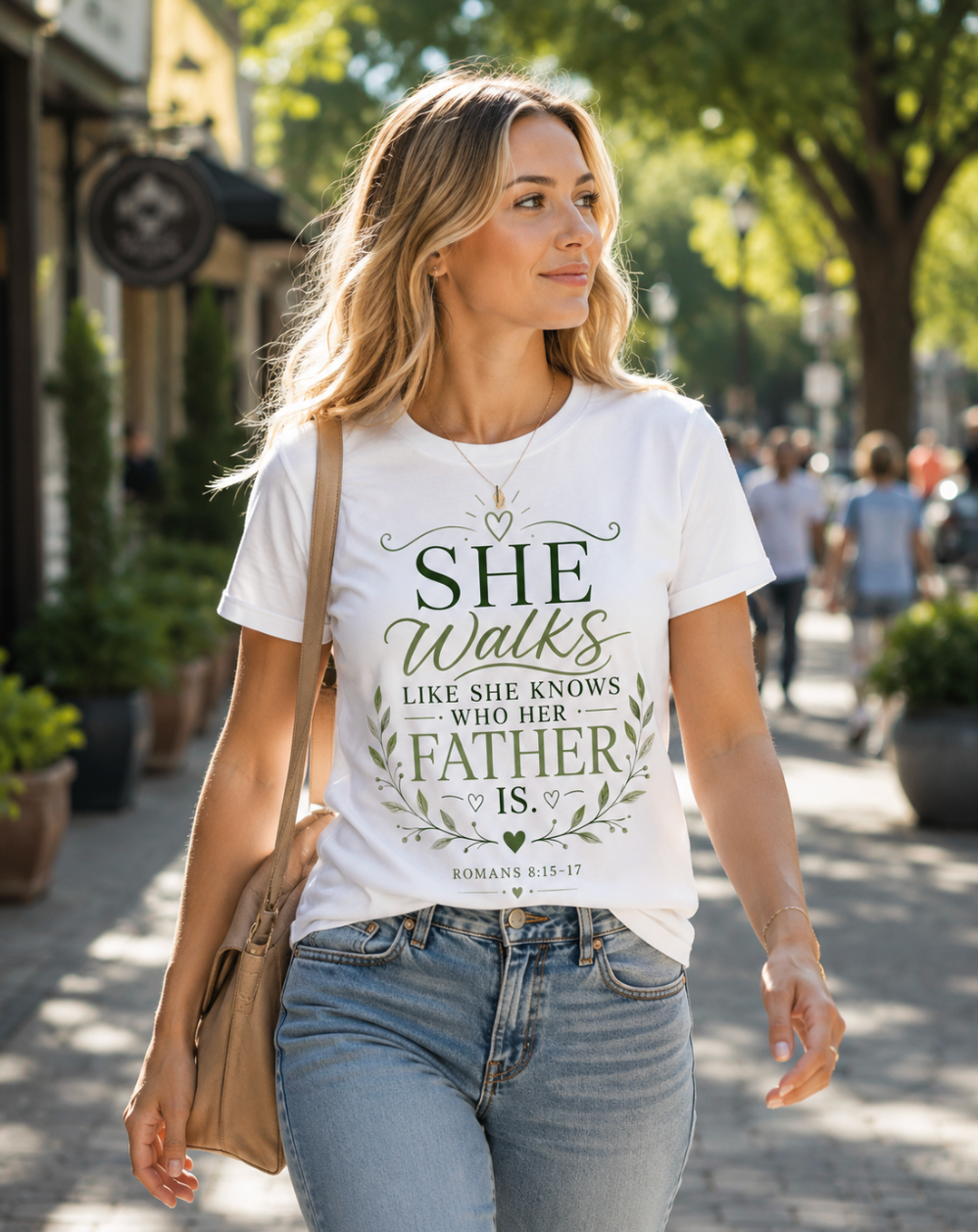 She Walks Green V-Neck Tee / BEAR FRUIT