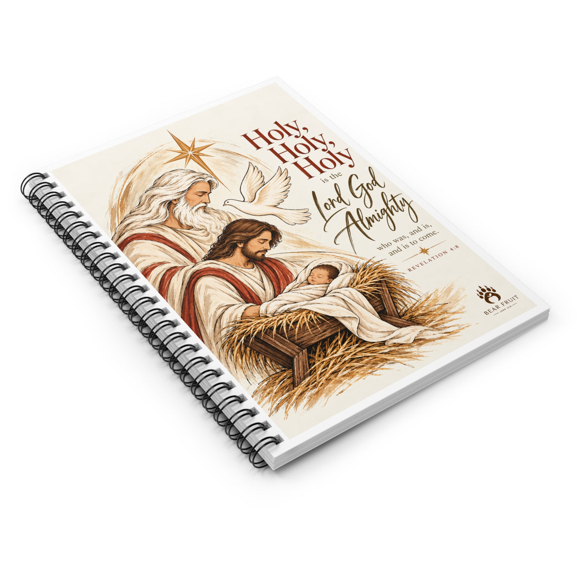 Holy, Holy, Holy Nativity Spiral Notebook — Christian Prayer Journal