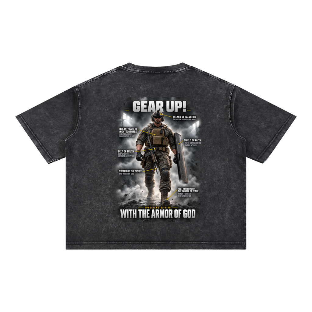 Gear Up Armor of God Mineral Wash Boxy Tee