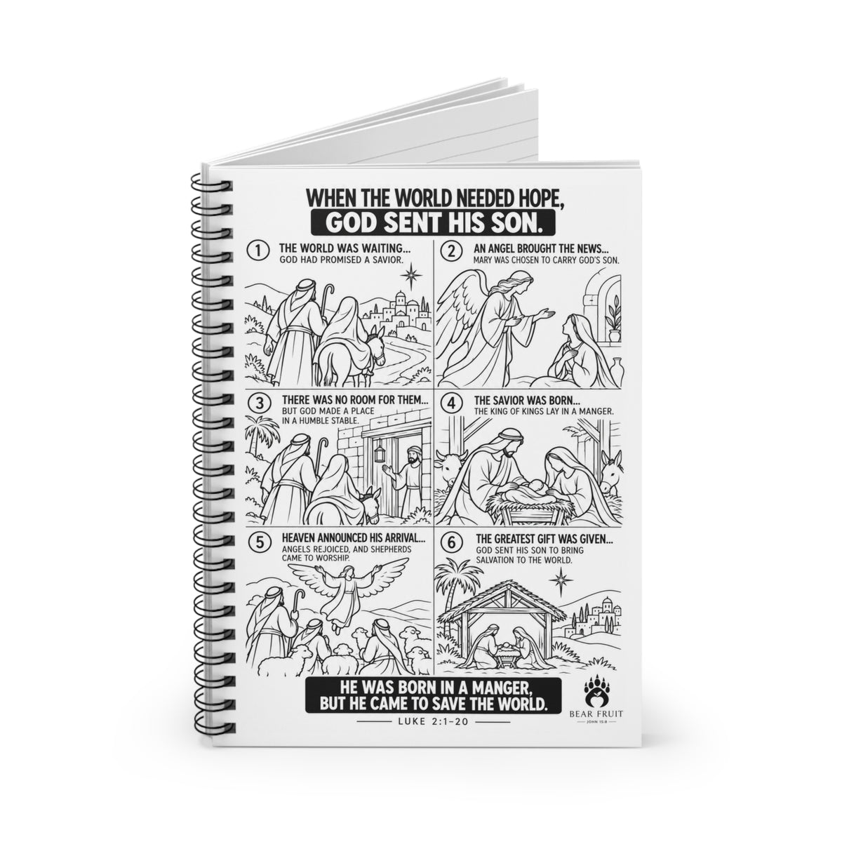 Jesus is Born Journal- Ruled Spiral Notebook | 6 × 8 Inches