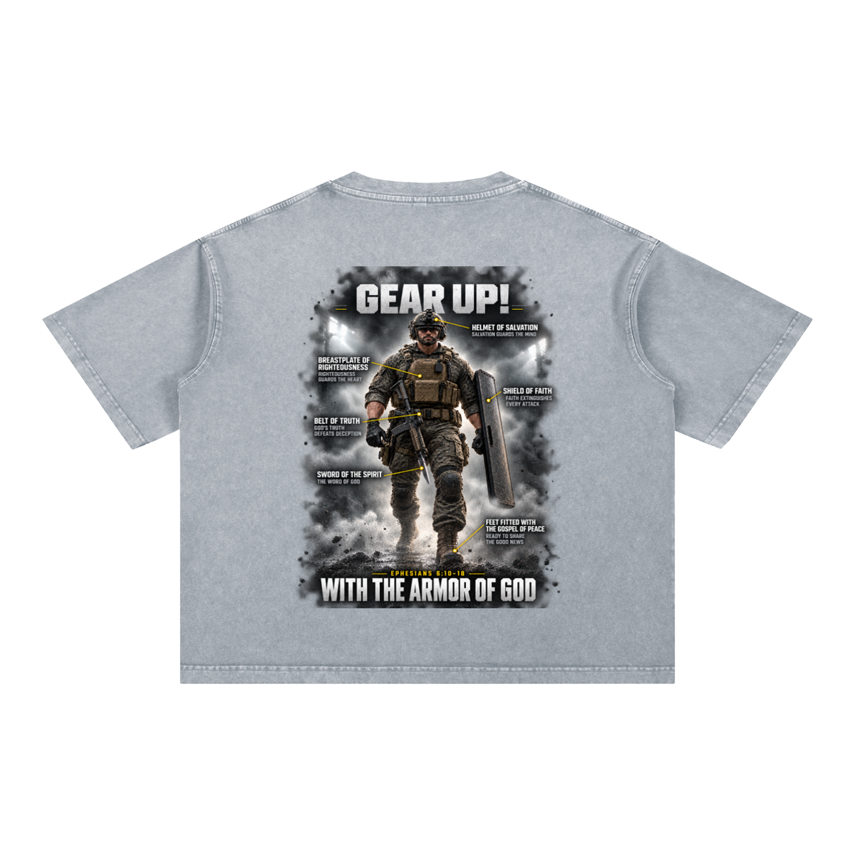 Gear Up! Armor of God- Mineral Wash Boxy Cotton T-Shirt
