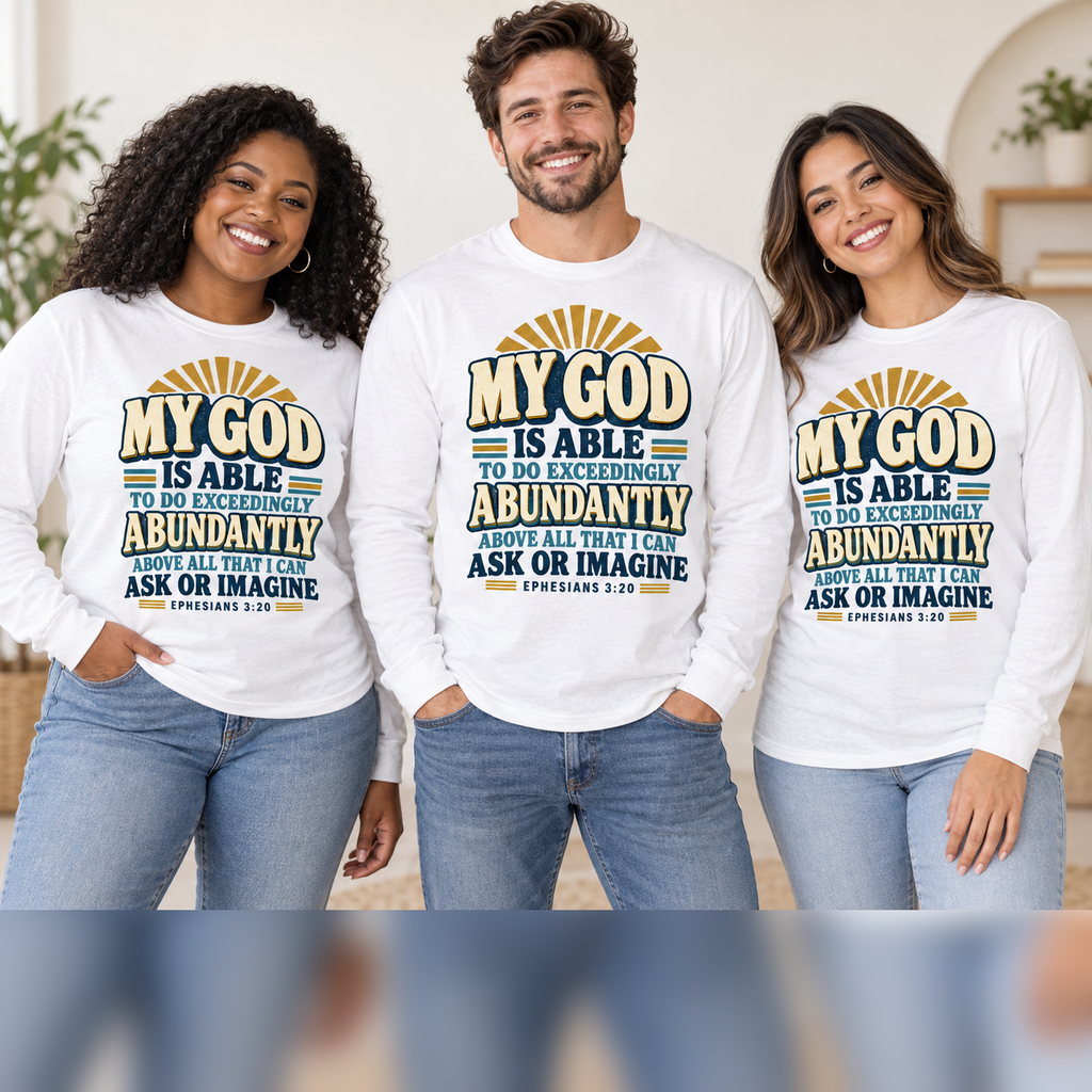 My God Is Able Retro Faith Long Sleeve Tee