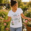 She Blooms-White V-Neck Tee / BEAR FRUIT
