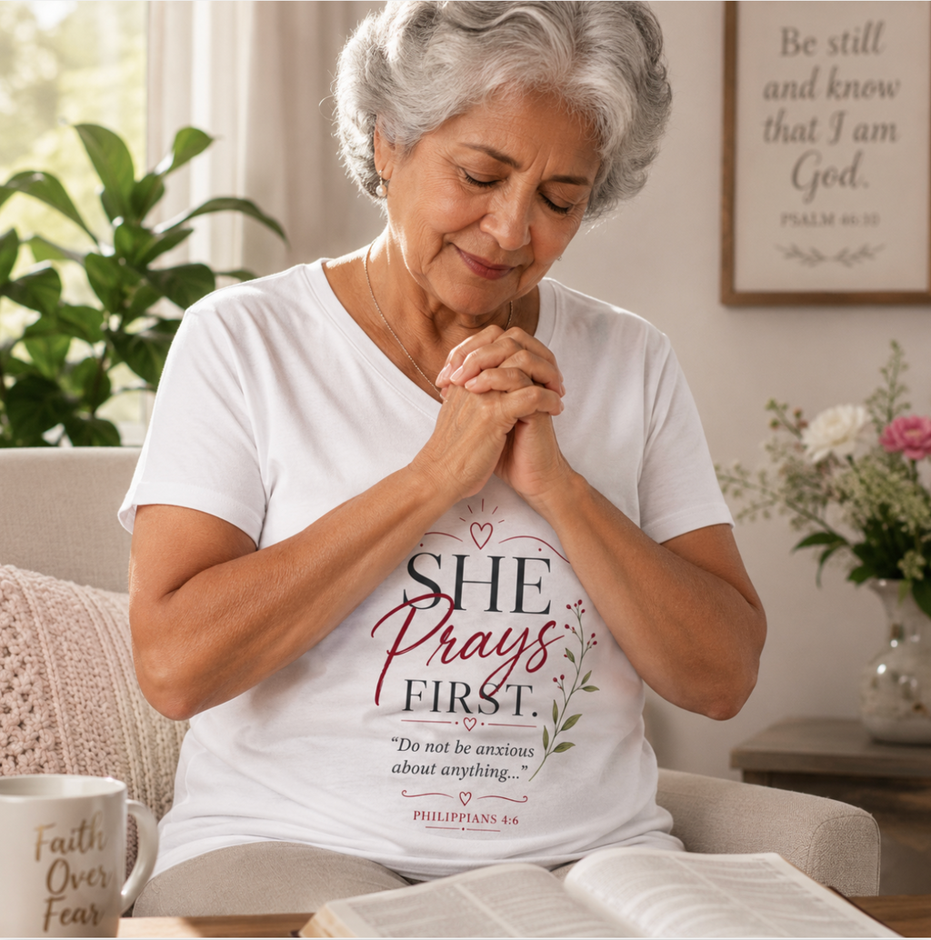 She Prays First- White / BEAR FRUIT