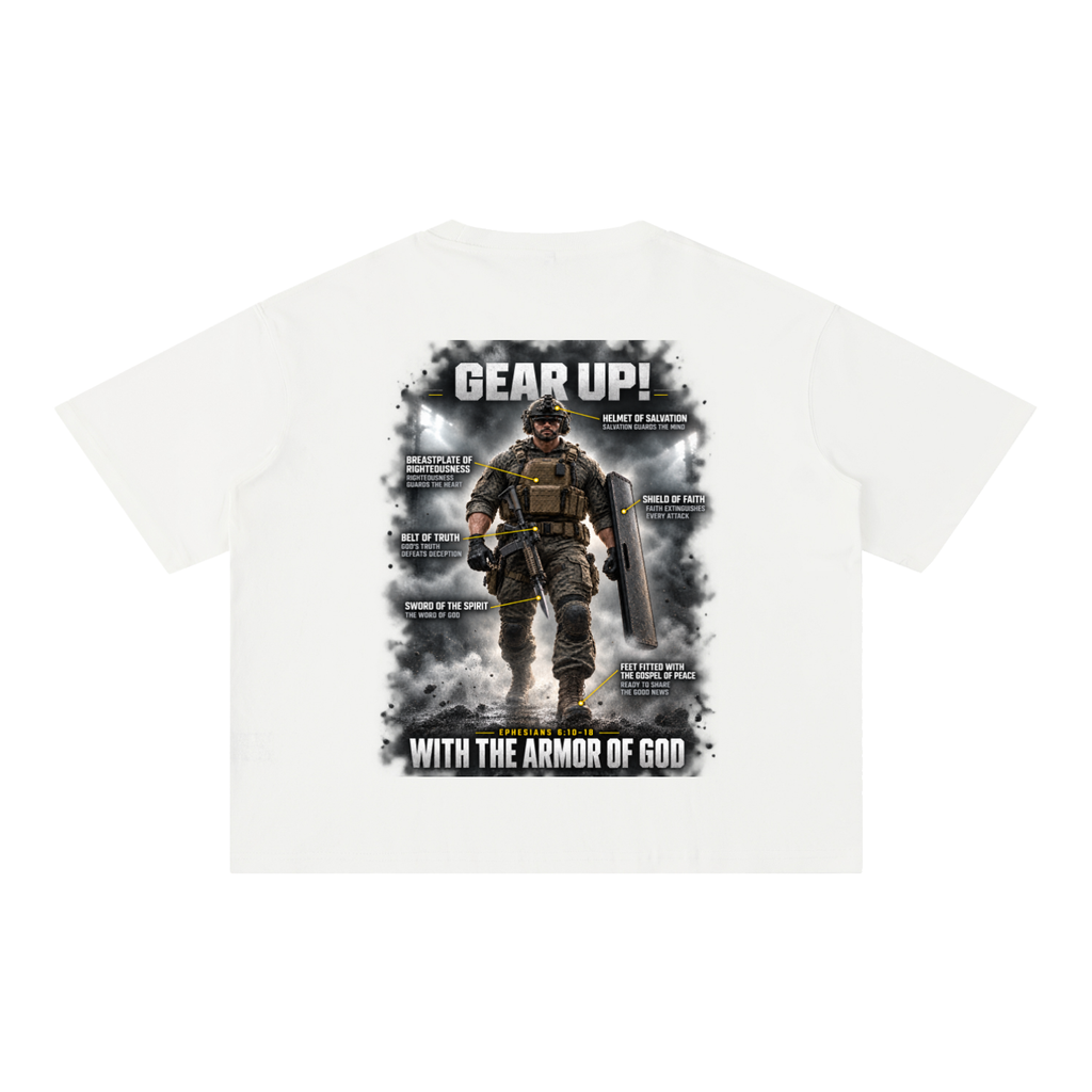Gear Up! Armor of God- Mineral Wash Boxy Cotton T-Shirt